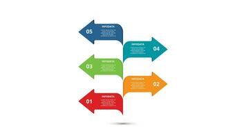 Abstract arrows of graph, diagram with 5 steps, options, parts or processes. Vector business template for presentation