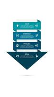 resumen flechas de grafico, diagrama con 4 4 pasos, opciones, partes o procesos. vector negocio modelo para presentación