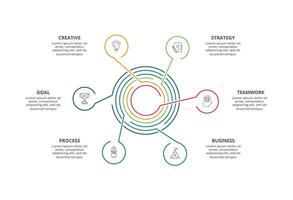 Line concept for infographic with 6 steps, options, parts or processes. Business data visualization. vector