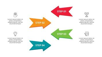 Abstract arrows of graph, diagram with 4 steps, options, parts or processes. Vector business template for presentation