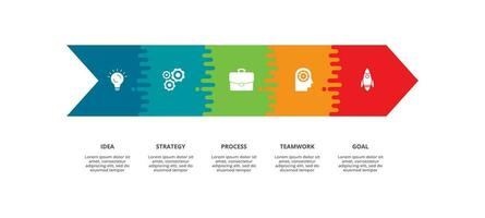 Abstract arrows of graph, diagram with 5 steps, options, parts or processes. Vector business template for presentation