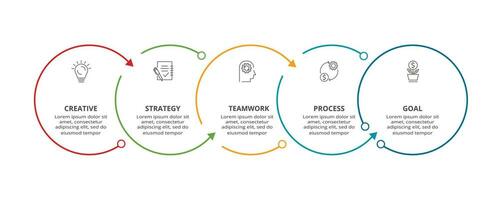 Line concept for infographic with 5 steps, options, parts or processes. Business data visualization. vector