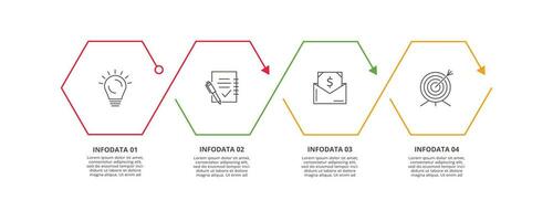 línea concepto para infografía con 4 4 pasos, opciones, partes o procesos. negocio datos visualización. vector