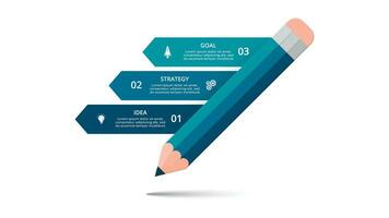 resumen flechas de grafico, diagrama con 3 pasos, opciones, partes o procesos. vector negocio modelo para presentación