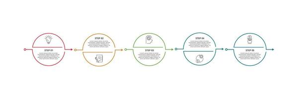 línea concepto para infografía con 5 5 pasos, opciones, partes o procesos. negocio datos visualización. vector