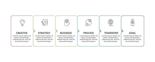 Line concept for infographic with 6 steps, options, parts or processes. Business data visualization. vector