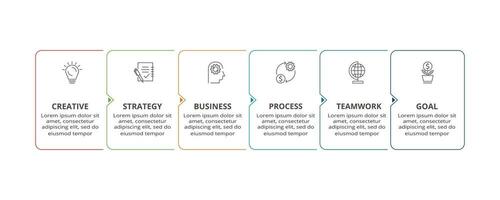 Line concept for infographic with 6 steps, options, parts or processes. Business data visualization. vector