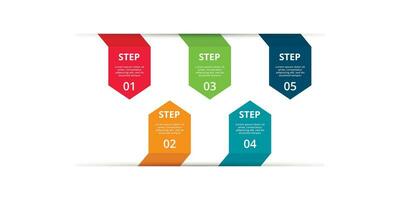 Abstract arrows of graph, diagram with 5 steps, options, parts or processes. Vector business template for presentation