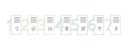 Line concept for infographic with 7 steps, options, parts or processes. Business data visualization. vector