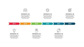 Abstract arrows of graph, diagram with 6 steps, options, parts or processes. Vector business template for presentation