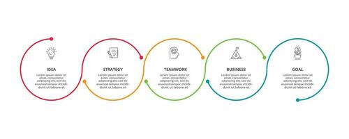 Line concept for infographic with 5 steps, options, parts or processes. Business data visualization. vector