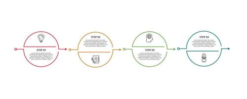 línea concepto para infografía con 4 4 pasos, opciones, partes o procesos. negocio datos visualización. vector