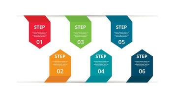 resumen flechas de grafico, diagrama con 6 6 pasos, opciones, partes o procesos. vector negocio modelo para presentación