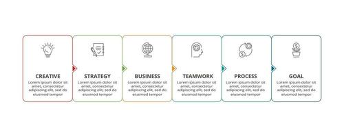 Line concept for infographic with 6 steps, options, parts or processes. Business data visualization. vector