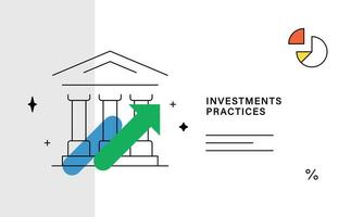 bancario y finanzas, inversiones prácticas, invertir, planificación concepto plano vector ilustración.