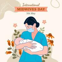 Banner with text International midwives day. vector
