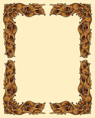 Classic style frame design with exquisite engraving and luxury Free Vector