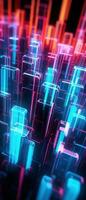 AI generated Explore the virtual world with this 3D abstract background. The futuristic architecture and cyber connections. photo