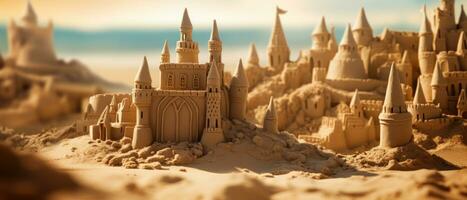 AI generated Enchanting desert sandcastles, detailed and dramatic. AI generative. photo