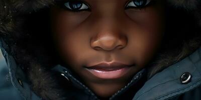 AI generated Captivating close-ups of child in winter attire. AI generative. photo