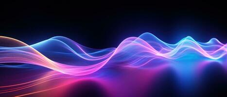 AI generated Mesmerizing abstract light waves in blue and purple. AI generative. photo