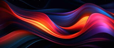 AI generated Glowing patterns and vibrant colors create a modern digital wallpaper. photo