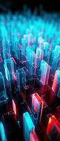 AI generated Explore the virtual world with this 3D abstract background. The futuristic architecture and cyber connections. photo