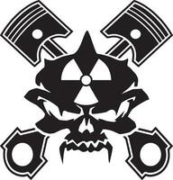 Vampire Monster Skull With Pistons Radioactive Tattoo vector