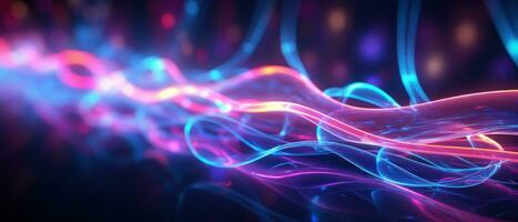 AI generated Dive into the world of morphism with this fluorescent abstract wave. photo