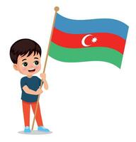 cute little boy holding flag vector