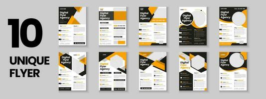 Business flyer collection, corporate poster, flyer bundle, flyer brochure design, annual report, proposal, leaflet, company profile, digital marketing poster and a4 layout with mockup vector