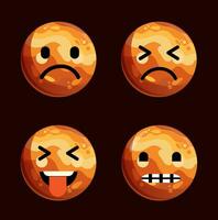 Set of cute venus planet emoticons. Venus character in different expressions. Can be use icon, logo, template, web design, vector