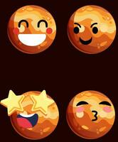 Set of cute venus planet emoticons. Venus character in different expressions. Can be use icon, logo, template, web design, vector