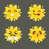 Collection of difference emoticon icon of cute sun cartoon on white background vector illustration