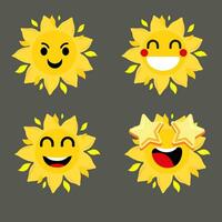 Collection of difference emoticon icon of cute sun cartoon on white background vector illustration