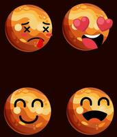 Set of cute venus planet emoticons. Venus character in different expressions. Can be use icon, logo, template, web design, vector