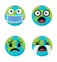 Set of cute planet Earth emoticons. Earth character in different expressions. Can be use icon, logo, tempate, earth day. vector