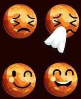 Set of cute venus planet emoticons. Venus character in different expressions. Can be use icon, logo, template, web design, vector