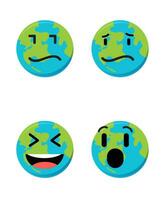 conjunto de linda planeta tierra emoticonos tierra personaje en diferente expresiones lata ser utilizar icono, logo, tentar, tierra día. vector