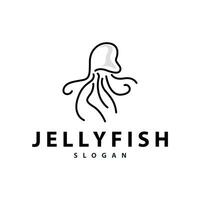 Jellyfish logo sea animal design with product brand inspiration simple minimalist line vector template