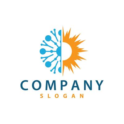 hot and cold logo, minimalist design fire, water, ice, sun temple brand simple product