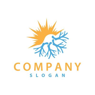 hot and cold logo, minimalist design fire, water, ice, sun temple brand simple product