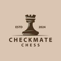 Chess logo design sport game retro vintage chess pieces minimalist black silhouette illustration vector