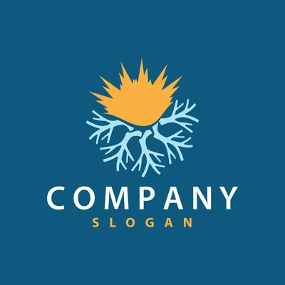 hot and cold logo, minimalist design fire, water, ice, sun temple brand simple product