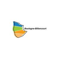 Map of Boulogne Billangcourt City design illustration, vector symbol, sign, outline, World Map International vector template on white background