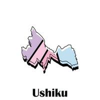 Map of Ushiku colorful geometric modern outline, High detailed vector illustration vector Design Template, suitable for your company