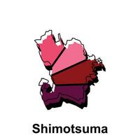 shimotsuma ciudad de Japón mapa vector ilustración, vector modelo con contorno gráfico bosquejo diseño