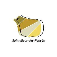 Map of Saint Maur Des Fosses City design illustration, vector symbol, sign, outline, World Map International vector template on white background