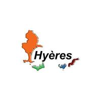 Map of Hyeres vector design template, national borders and important cities illustration on white background