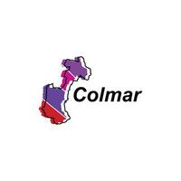 Map of Colmar vector design template, national borders and important cities illustration on white background